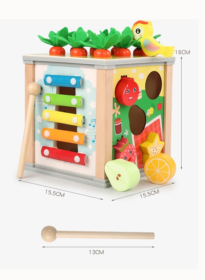 Multifunctional wooden treasure box toy Six-in-one treasure box toy Wooden six-sided toy 6 ways to play Educational toys Children's early education toys  - Image 2