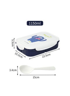 Monster Lunch box 3 compartments with spoon 1150ML dark blue  - Image 1