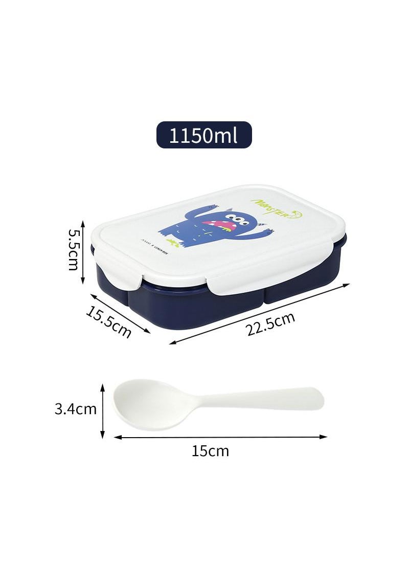 Monster - Lunch box 3 compartments with spoon 1150ML dark blue - Image 1
