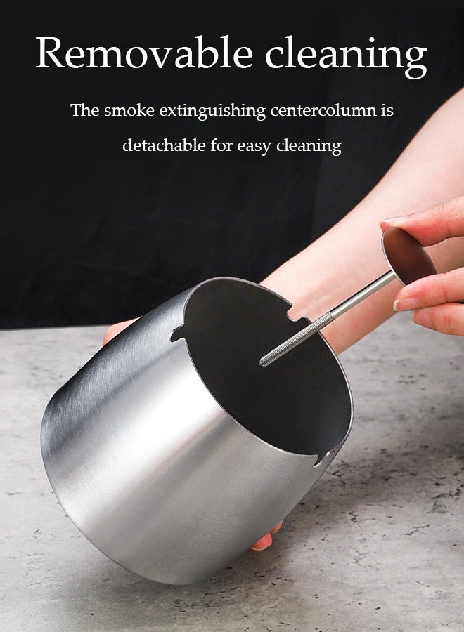 DUNISO رماديات من الفولاذ المقاوم للصدأ، رماديات مقاومة للرياح ورائحة، رماديات مضادة للسقوط مع غطاء، مناسبة للتراسات والمنازل والمكاتب وغرف المعيشة، 6.5 * 9.7 * 8 سم، فضي - Image 5