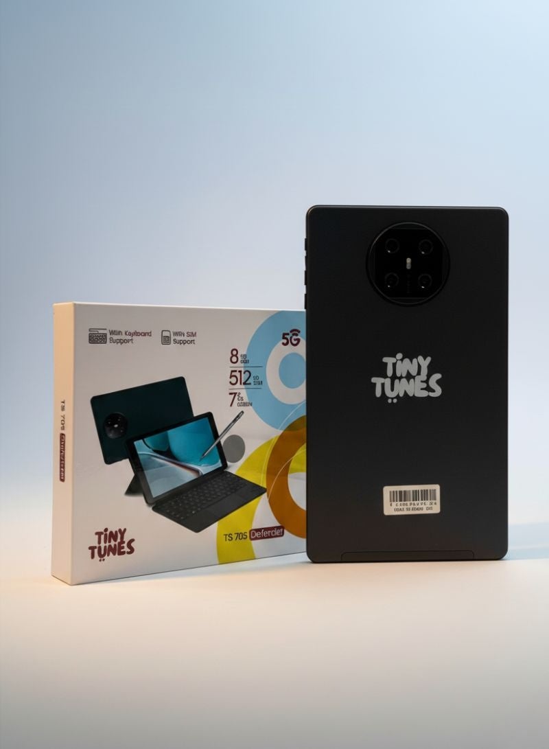 Tiny Tunes TS705 Kids Tablet, 7 Inch Display, Keyboard and Pen, Wifi, SIM Support - Image 1