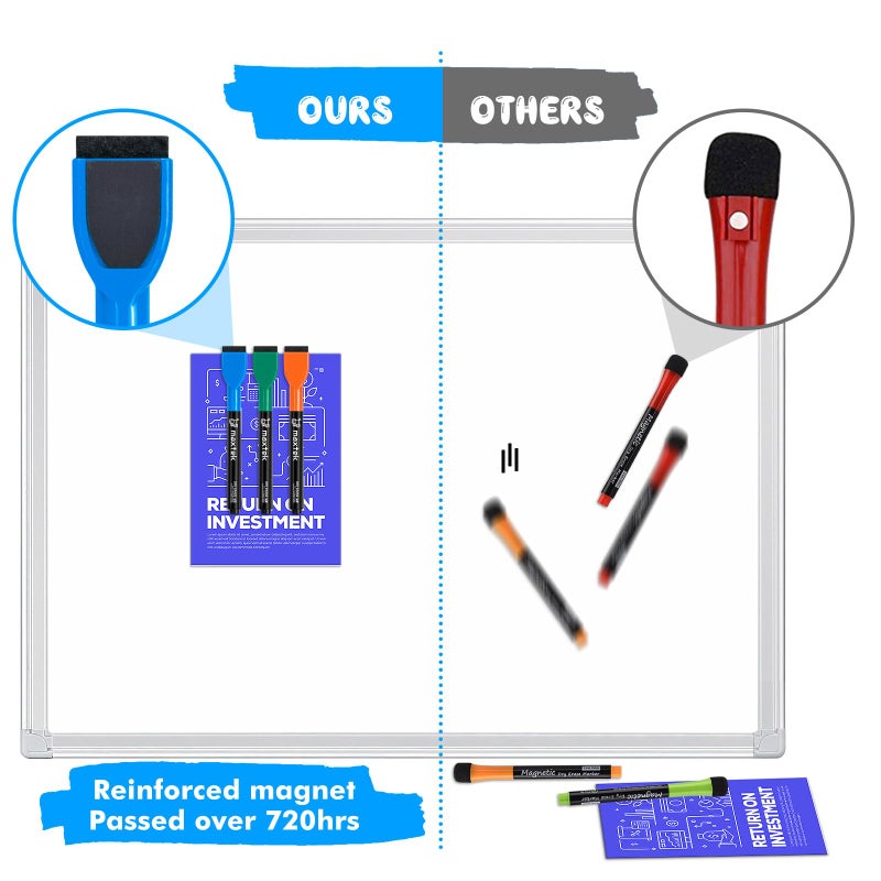 maxtek Magnetic Whiteboard Markers - 12 Count Colorful Fine Tip Dry Erase Markers with Eraser for Kids, Low Odor Thin Markers for Calendar Boards - Image 3
