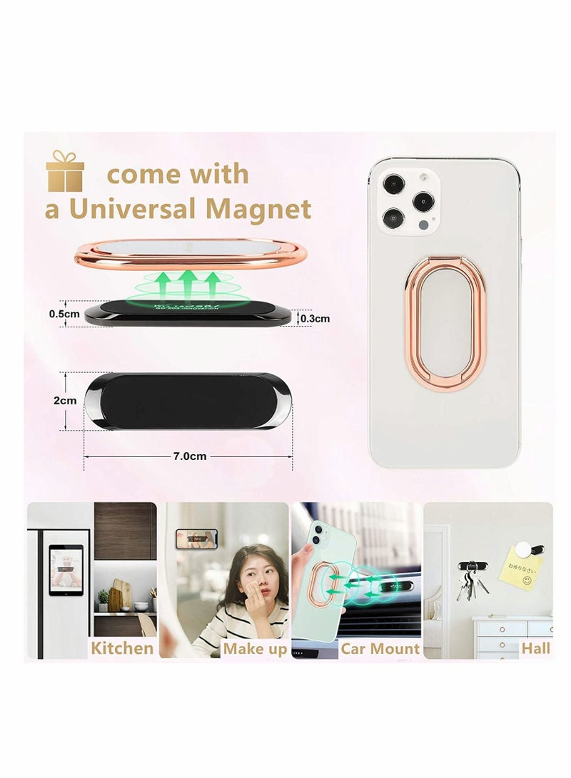 KASTWAVE Phone Ring Holder, with Universal Magnetic Car Mount, Retractable 360°Rotation Foldable Phone Stand for Desk Bed Offfice, Adjustable Ultra-Thin Phone Back Grip Stand for All Smartphones Tablets - Image 2