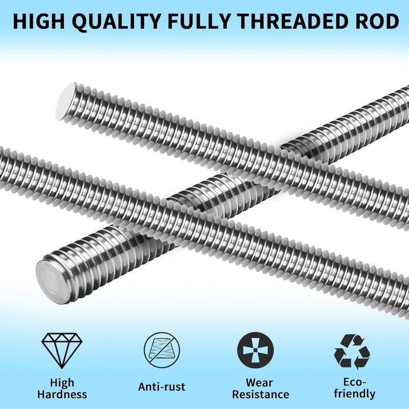MCSDFN 5 Pcs M6-1.0 Fully Threaded Rods 304 Stainless Steel Threads Studs Rods Long Threaded Screw Right Hand Threads, 250mm Length - Image 3