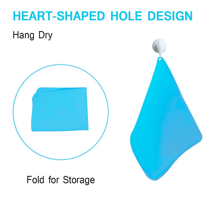 جولد ليف Silicone Kids Placemats, Non-Slip Silicon Placemats for Kids Baby Toddlers Childrens, Kids Portable Placemat for Dining Table, 2Pack, Blue/Green - Image 5