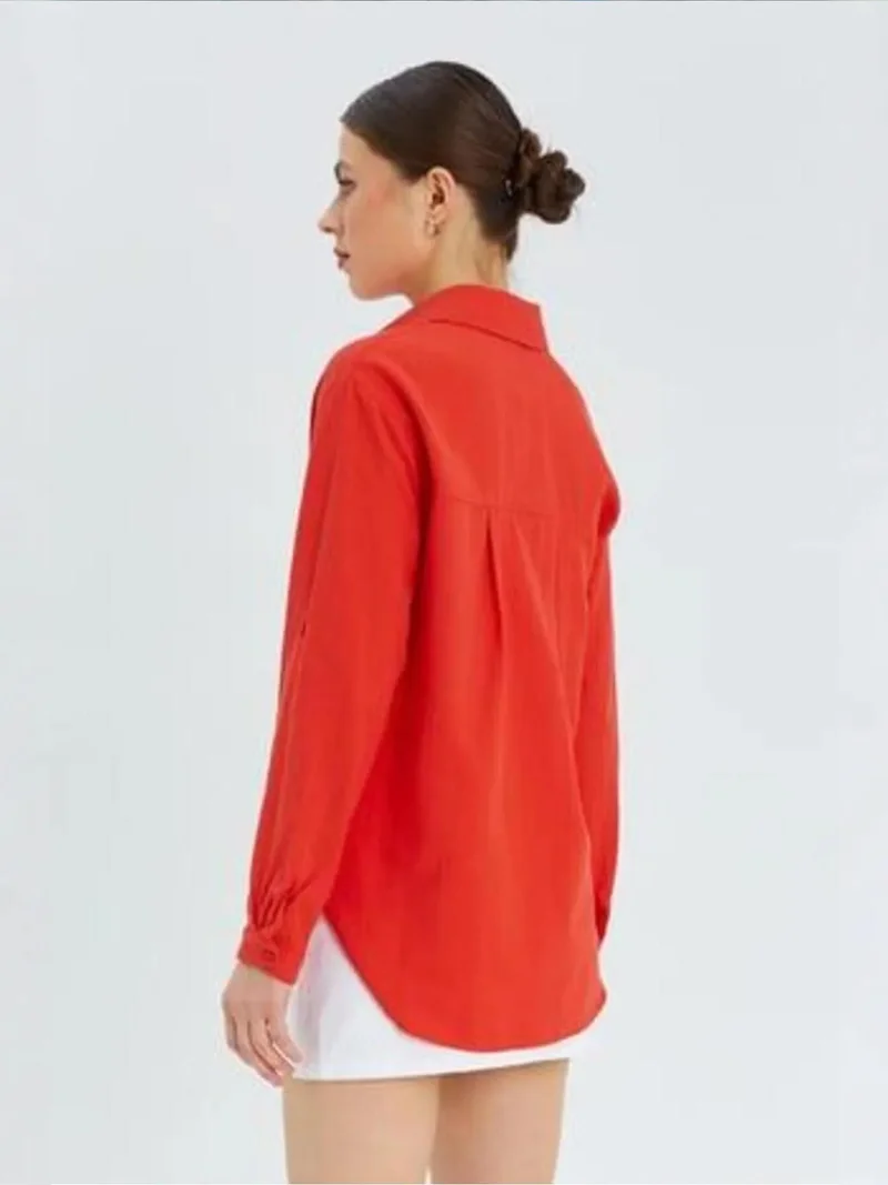 MixRay Mixray Long Sleeve Button-Up Shirt with Pocket