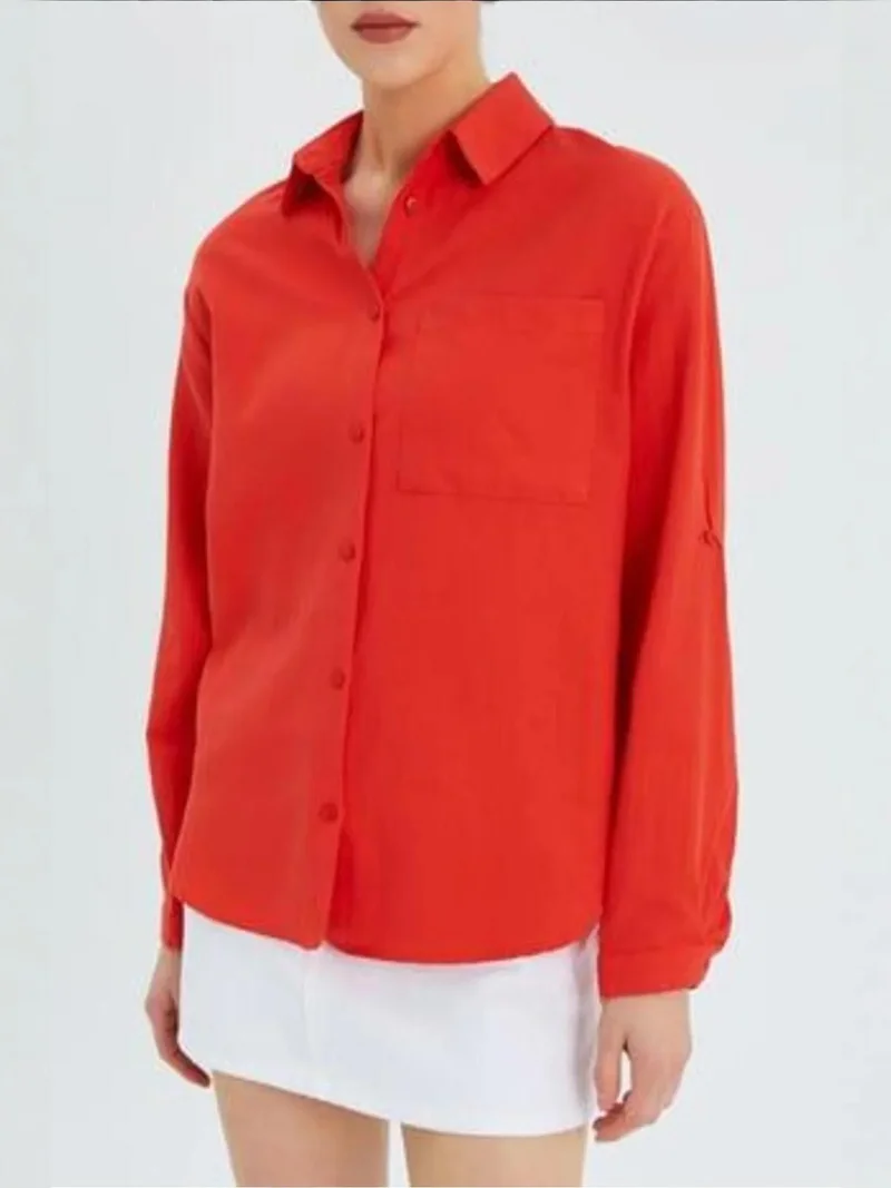 MixRay Mixray Long Sleeve Button-Up Shirt with Pocket