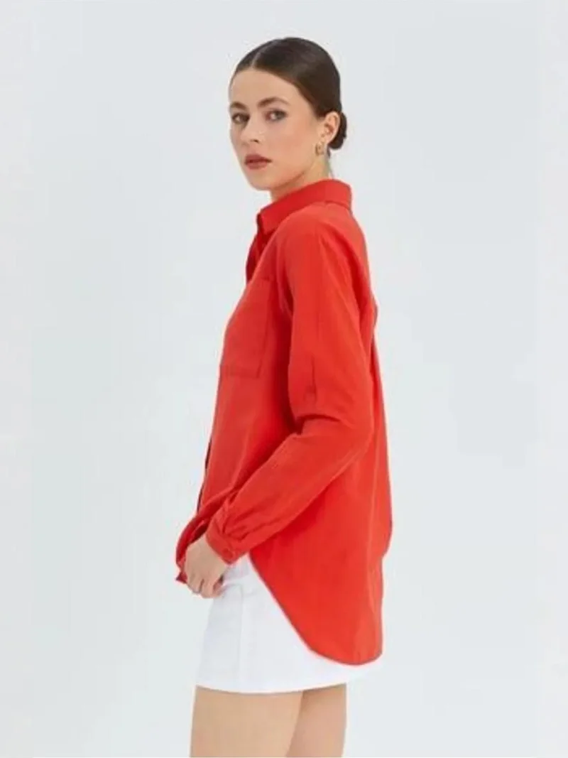 MixRay Mixray Long Sleeve Button-Up Shirt with Pocket