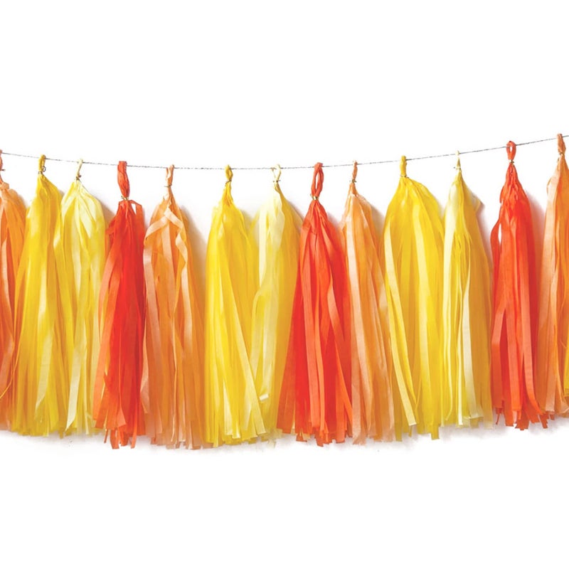 CC wonderland zone CC Wonderland Zone Orange and Yellow Paper Tassel Banner Table Decor 20 PCS 
