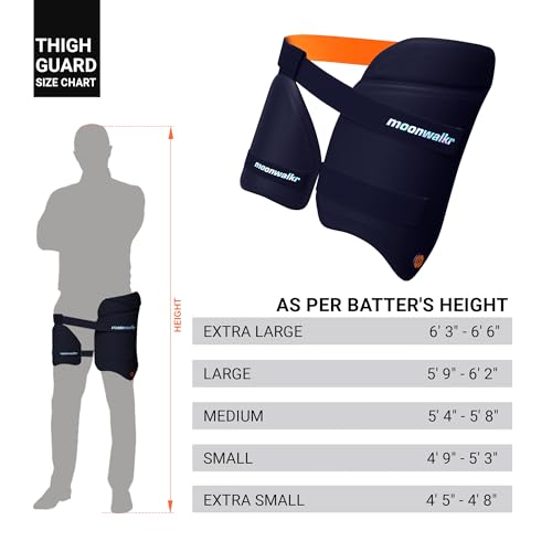 moonwalkr Thigh Guard 2.0 Protective Gear for Batter’s Height (4’5”- 4’8”) Cricket Thigh Pad Cricket Accessories & Equipment Safeguarding Both Your Outer and Inner Thighs Blue (X-Small, Right Hand) - Image 3
