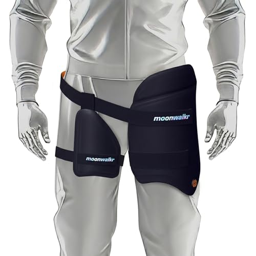 moonwalkr Thigh Guard 2.0 Protective Gear for Batter’s Height (4’5”- 4’8”) Cricket Thigh Pad Cricket Accessories & Equipment Safeguarding Both Your Outer and Inner Thighs Blue (X-Small, Right Hand) - Image 5