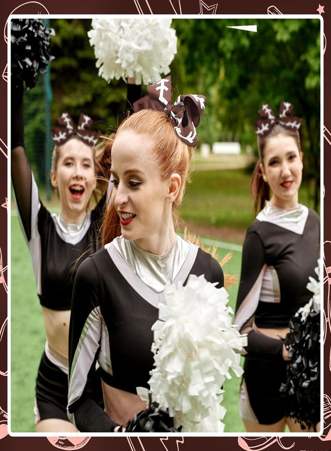 LACGO Hair Bow Clips Pack of 3 - Brown Grosgrain Soccer Cheer Glitter Sports Ponytail Barrettes for Women, Girls, and Cheerleading Teams - Image 3