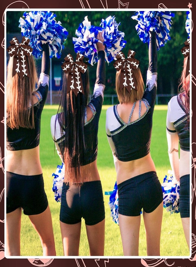 LACGO Hair Bow Clips Pack of 3 - Brown Grosgrain Soccer Cheer Glitter Sports Ponytail Barrettes for Women, Girls, and Cheerleading Teams - Image 4