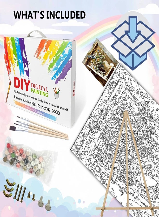 BAISITE Paint by Numbers Kit for Adults Beginners,20" Lx16 W Canvas for Painting Kits for Adults in Colorful Box Daisy Vase-BSC003-Already Stretched on a Wooden Frame - Image 3