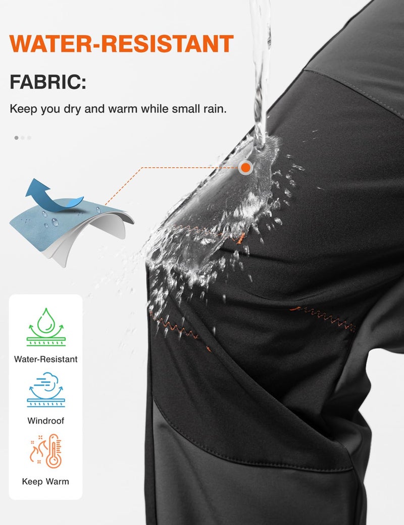 TBMPOY Men's Snow Ski Hiking Pants Waterproof Winter Fleece Lined Pants Camping Skiing Ice Fishing Pants with Belt 02 Thick Dark Grey S - Image 5