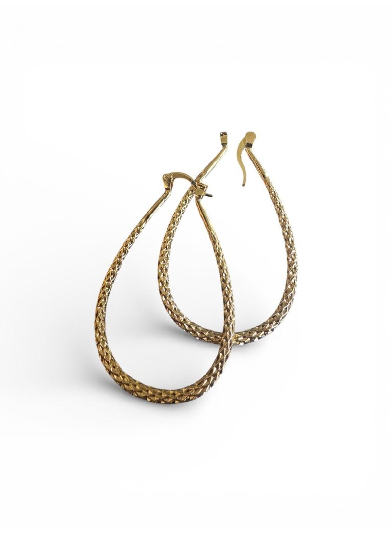 Modern Gold-Tone Teardrop Hoop Earrings – Elegant Twisted Rope Texture Statement Earrings for Women - Image 2