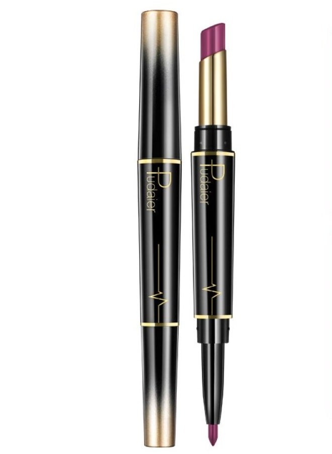 SKY-TOUCH Double Head Matte Lipstick + Lip Liner Pen Set 2 In 1 One Step Lips Makeup Waterproof Long Lasting Lipstick Durable Nude Velvet Lipstick Pen,One Size 03#  - Image 2