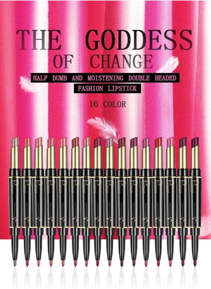 SKY-TOUCH Double Head Matte Lipstick + Lip Liner Pen Set 2 In 1 One Step Lips Makeup Waterproof Long Lasting Lipstick Durable Nude Velvet Lipstick Pen,One Size 03#  - Image 3