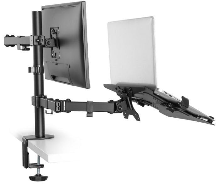 Gadget Wagon Monitor & Laptop Desk Arm Stand, Swivel & Tilt | Clamp and Grommet Installation - Image 1
