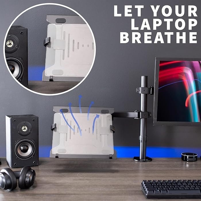 Gadget Wagon Monitor & Laptop Desk Arm Stand, Swivel & Tilt | Clamp and Grommet Installation - Image 4