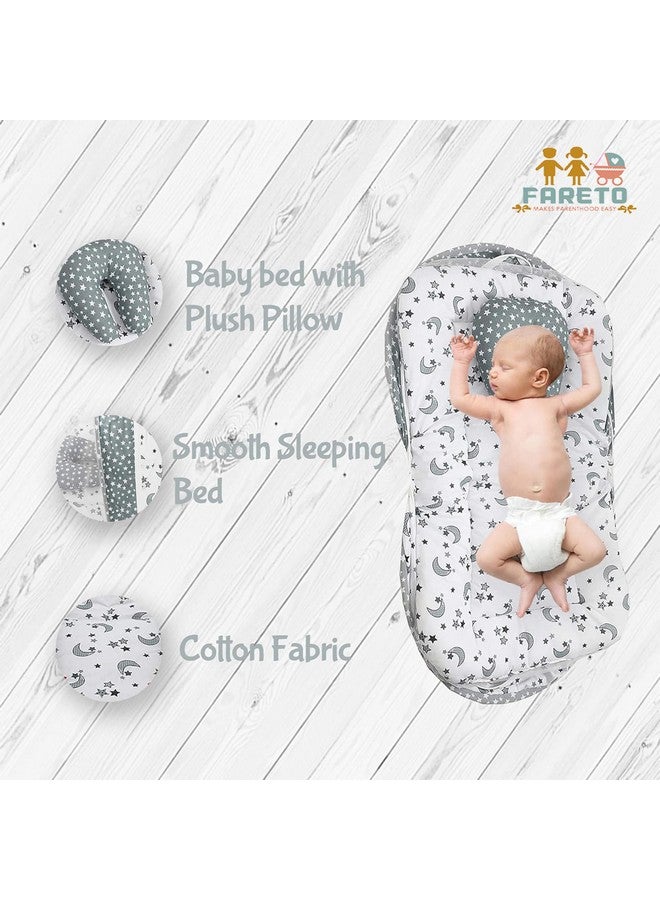 فاريتو مجموعة من عش الطفل | شبكة مع سرير | حقيبة حمل | مجموعة أغطية سرير مكونة من 4 قطع (0-6 أشهر) (عش كامل) (قمر رمادي) - Image 5