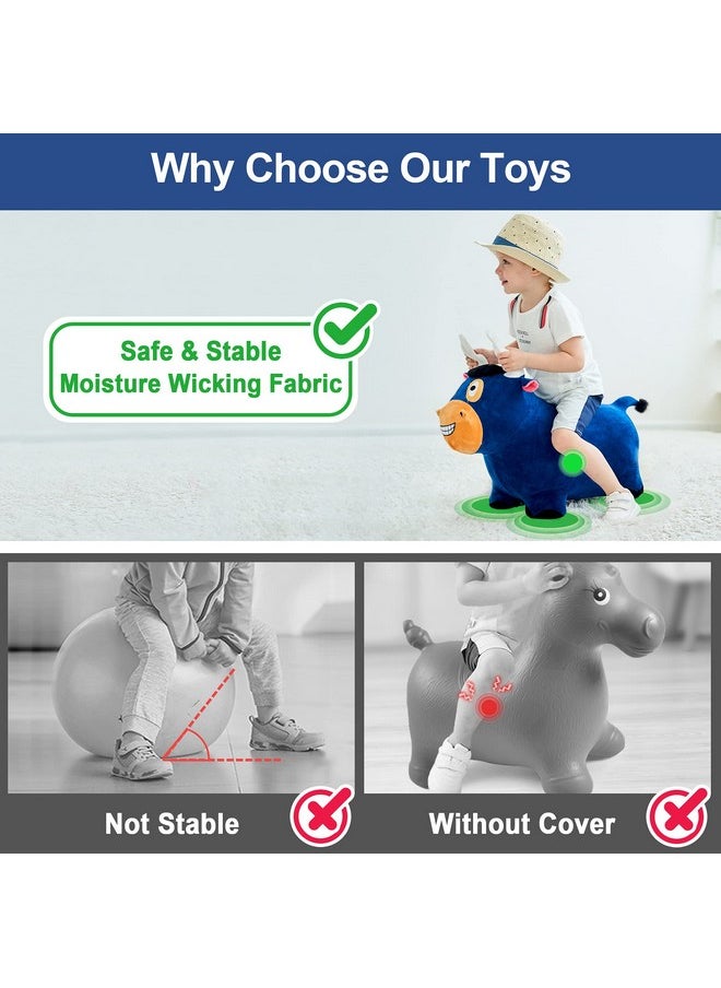 iPlay, iLearn iPlay, iLearn Bouncy Pals Bull Hopping Horse, Plush Inflatable Animal Hopper, Indoor n Outdoor Ride on Jumping Bounce Toys, Birthday Gift for 18 Months 2 3 4 5 Year Old Kids Toddlers Boys Girls  - Image 4