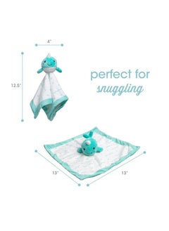 pearhead Pearhead Narwhal Security Blanket, Soft Baby Lovey for Babies, Snuggle Toy Stuffed Animal, Newborn Infant and Toddler Security Toy, Baby Boy or Baby Girl Lovie, New Baby Gift, Blue Whale Lovey  - Image 3