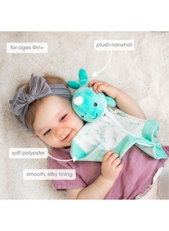 pearhead Pearhead Narwhal Security Blanket, Soft Baby Lovey for Babies, Snuggle Toy Stuffed Animal, Newborn Infant and Toddler Security Toy, Baby Boy or Baby Girl Lovie, New Baby Gift, Blue Whale Lovey  - Image 2