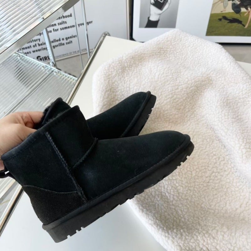 5854 Low-Cut Snow Boots Women'S Fur Integrated Fleece-Lined Warm Shoes Cowhide Wool Thickened Non-Slip Bottom Men'S Plus Size - Image 5