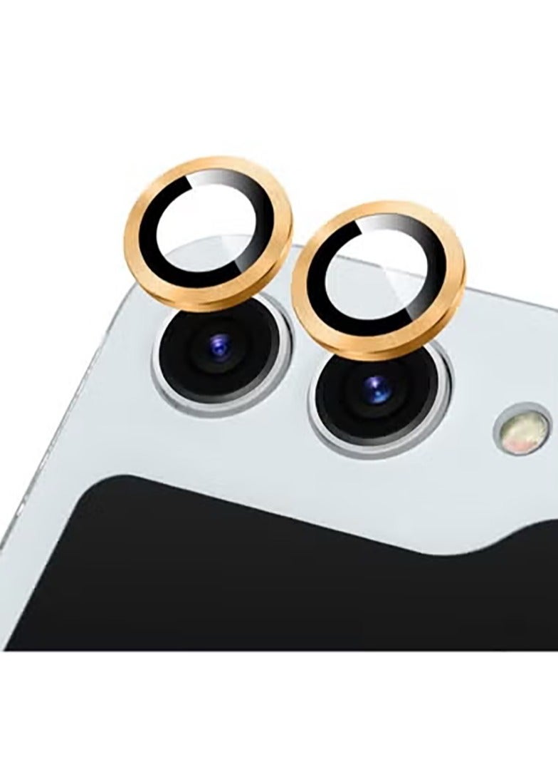 For Samsung Galaxy Z Flip 7 Camera Lens Protector, Individual Tempered Glass Camera Screen Protector Metal Ring Lens Cover for Samsung Galaxy Z Flip 7 , 1 Set (Golden)  - Image 3