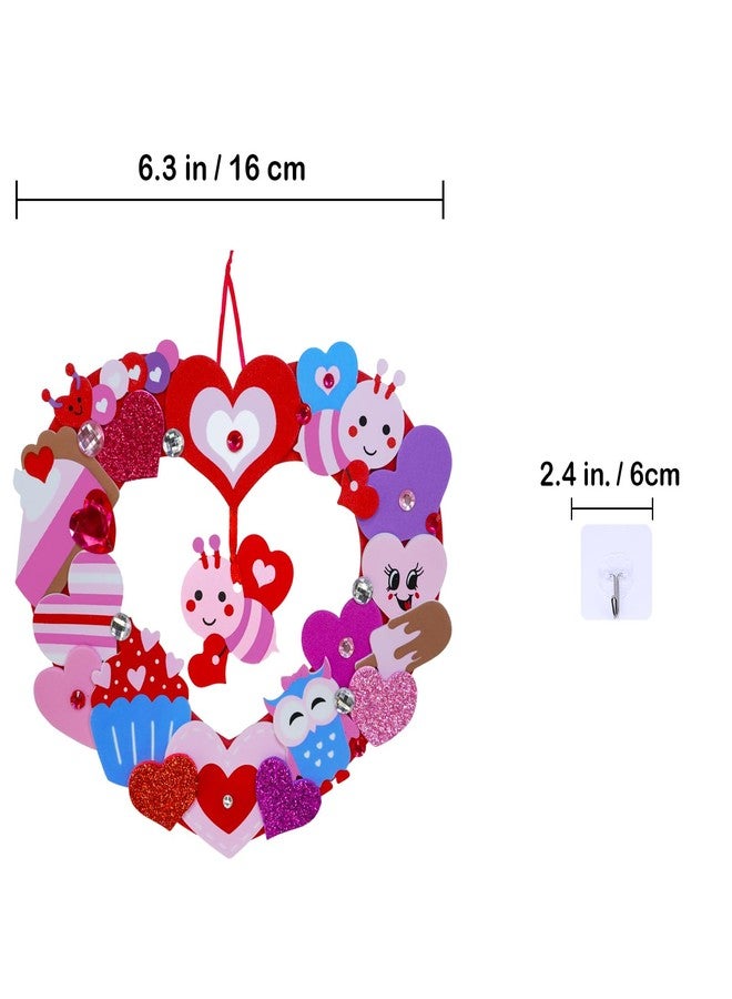 Winlyn 12 Sets Heart Wreath Ornaments Decorations Valentine Crafts Kits Heart Shaped Wreath Art Sets Valentine Heart Foam Stickers for Kids Valentine's Day Party Classroom Activities Gift Exchange - Image 4