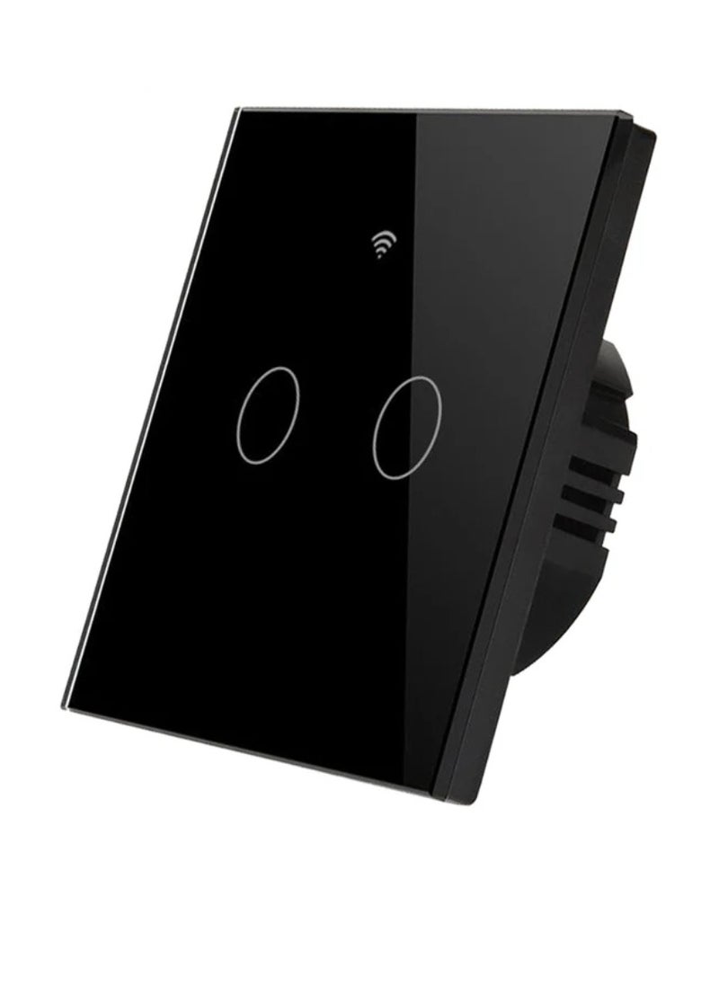 Generic Smart WiFi Wall Light Switch 2 Gang 1 Way Smart Light Switch Work with Alexa or Google Assistant Glass Panel LED Backlight Waterproof Multi-way Control by Tuya Smart Life App Needs Neutral Wire 