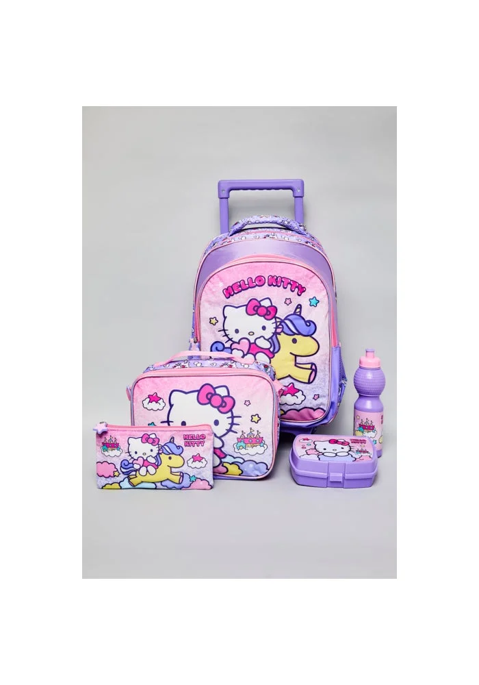 أر أند بي 5 Pack Hello Kitty Print Trolley Backpack Set - 16"
