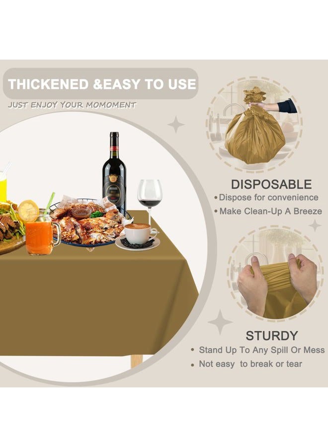 DZ 12 Pack Gold Plastic Tablecloth 54" X 108" Rectangle Heavy Duty Disposable Table Covers for Party Birthday Wedding Thanksgiving Christmas - Image 3