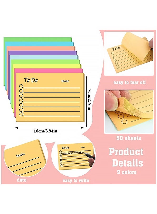 MXN 9 Pcs sticky notes, self-sticky notes with lines, to-do list sticky notes, daily planning of home office supplies, - Image 2