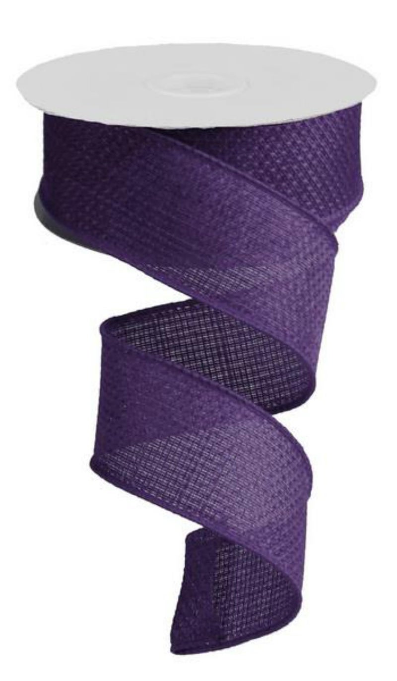 Cross Royal Burlap Wired Edge Ribbon Purple  15 Inches x 10 Yards