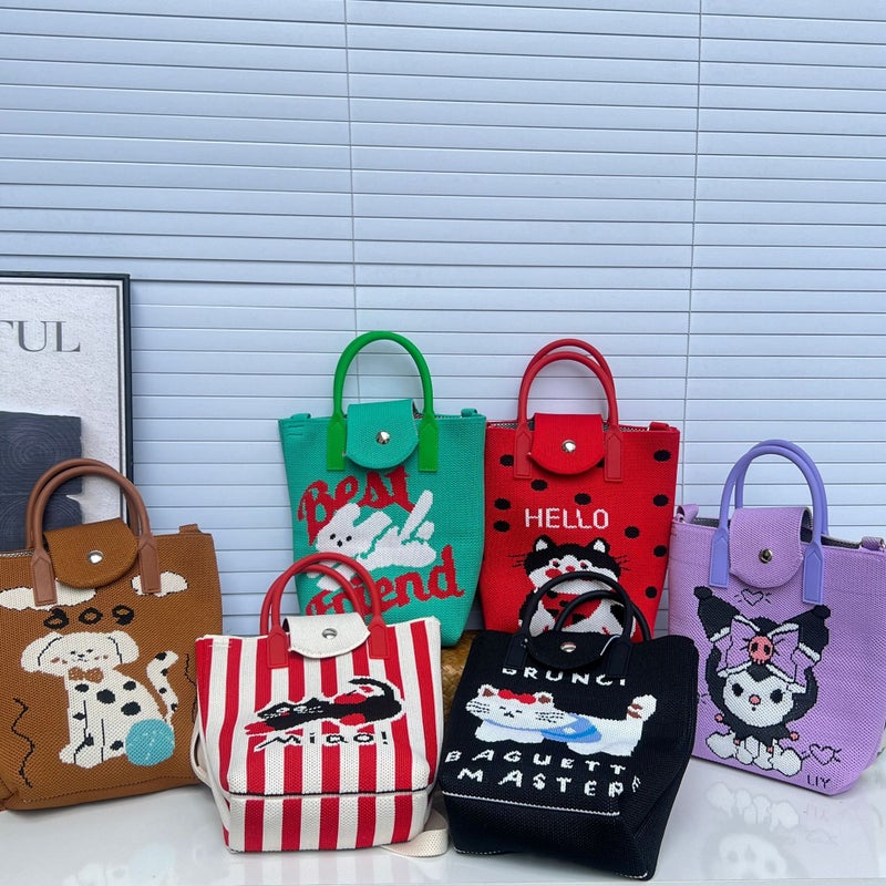 New Summer Ins Mini Cartoon Mobile Phone Bag South Korea Small Satchel Cute Crossbody Bag Knitted Shoulder Handbag - Image 2