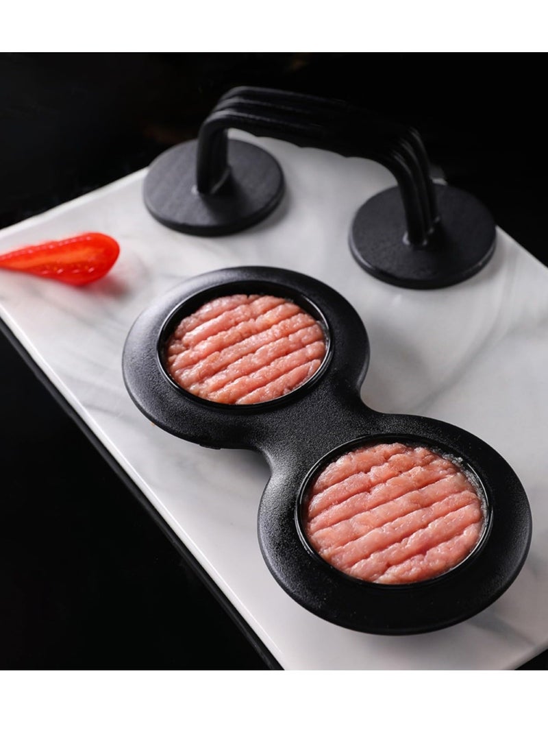 Excefore Meatloaf Mold and Burger Press Set, Double Hole Nonstick Meatloaf Maker and Detachable Hamburger Patty Press with Handle, Easy to Clean, Suitable for Meat, Beef, Cheese, Veggie Burgers (2pc) - Image 2