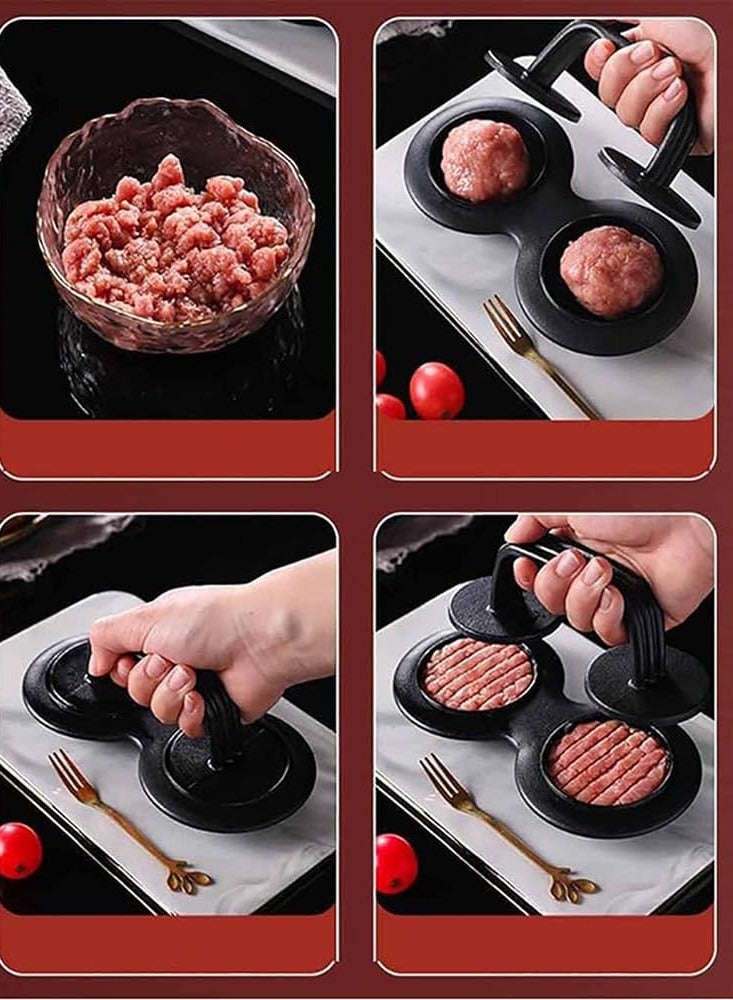 Excefore Meatloaf Mold and Burger Press Set, Double Hole Nonstick Meatloaf Maker and Detachable Hamburger Patty Press with Handle, Easy to Clean, Suitable for Meat, Beef, Cheese, Veggie Burgers (2pc) - Image 4
