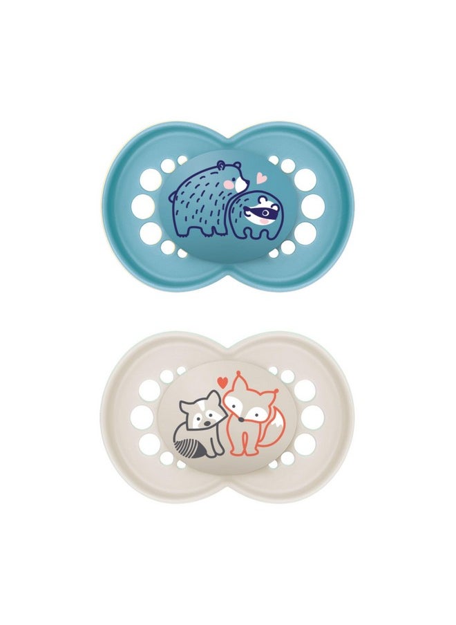 MAM Original Matte Baby Pacifier Nipple Shape Helps Promote Healthy Oral Development Sterilizer Case 2 Pack 16+ Months Boy 2 Count (Pack Of 1)  - Image 1