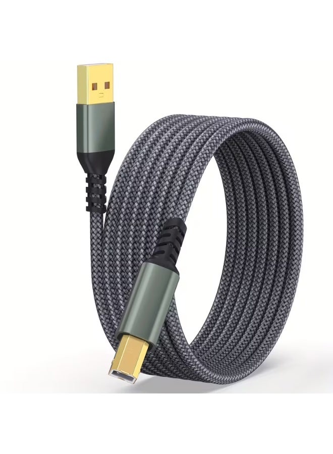 HMC 480Mbps High-Speed Transmission | Nylon Weave] USB 2.0 Printer Cable / MIDI 2-In-1 Cable 3.3Ft | 1M Compatible with Hp/Canon/Epson All Series/Yamaha/Casio Digital Pianos/Midi Controllers | Wear-Resistant Nylon Shell + Gold-Plated Connectors - Image 5