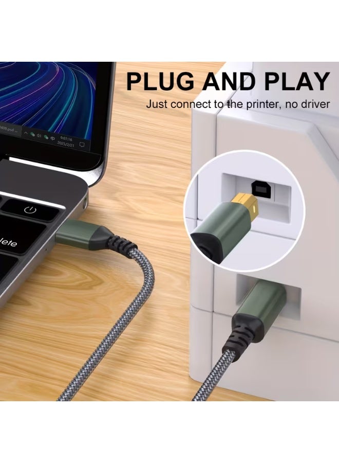 HMC 480Mbps High-Speed Transmission | Nylon Weave] USB 2.0 Printer Cable / MIDI 2-In-1 Cable 3.3Ft | 1M Compatible with Hp/Canon/Epson All Series/Yamaha/Casio Digital Pianos/Midi Controllers | Wear-Resistant Nylon Shell + Gold-Plated Connectors - Image 4