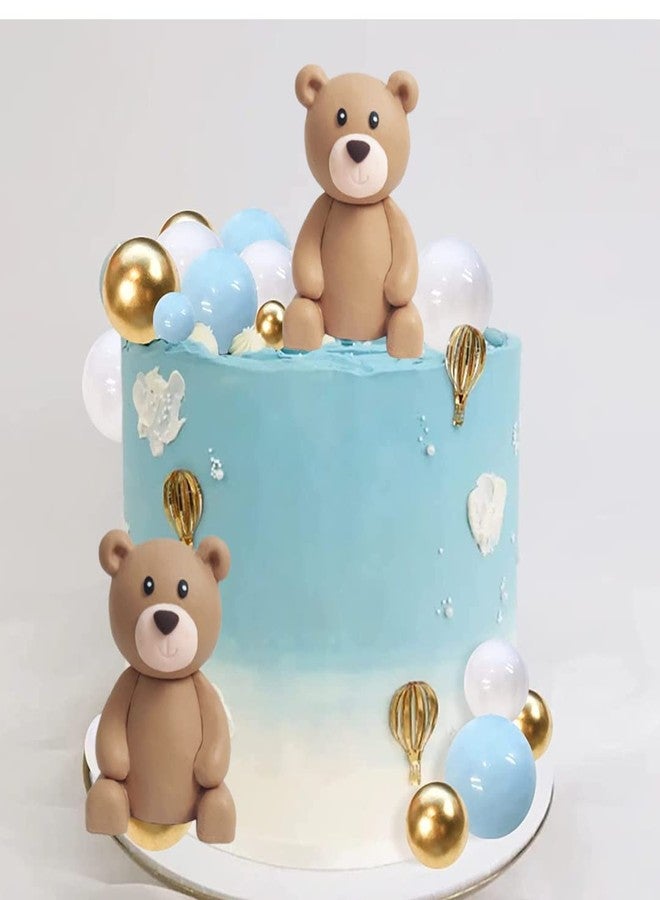 GmakCeder Baby Bear Cake Topper Blue Ball Cake Decor for Boy (2bears) - Image 3