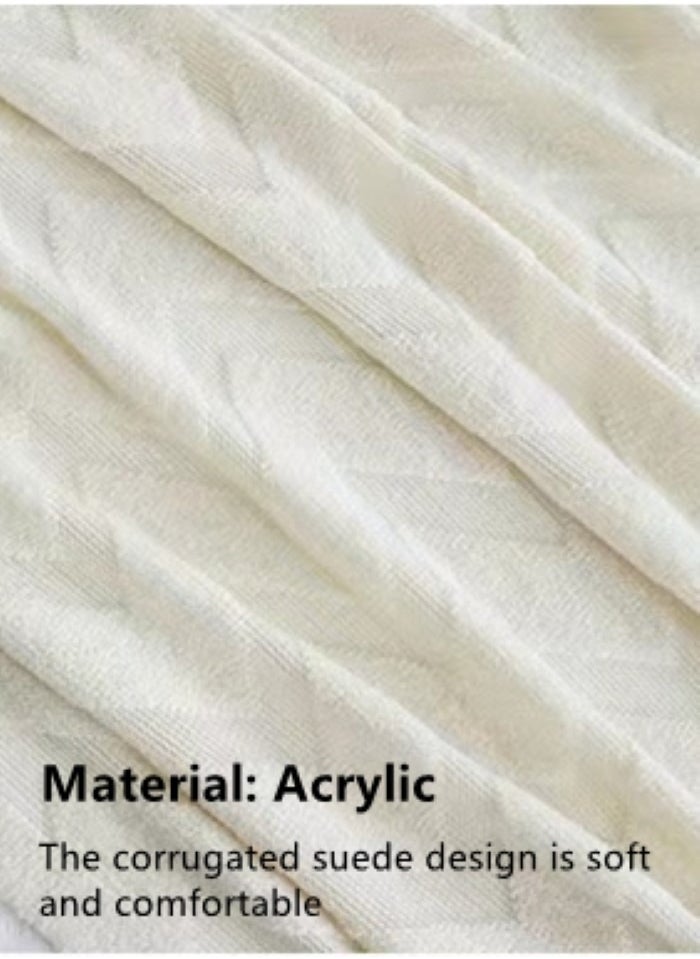 Kutis 1-Piece Lightweight All Season Blanket Sofa Blanket Summer Blanket Acrylic Fiber Off-White 180x130 cm  - Image 4