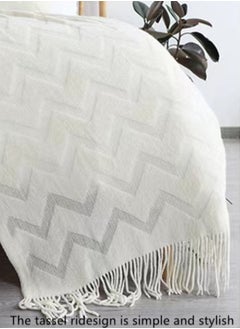 Kutis 1-Piece Lightweight All Season Blanket Sofa Blanket Summer Blanket Acrylic Fiber Off-White 180x130 cm  - Image 3