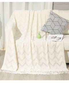 Kutis 1-Piece Lightweight All Season Blanket Sofa Blanket Summer Blanket Acrylic Fiber Off-White 180x130 cm  - Image 2