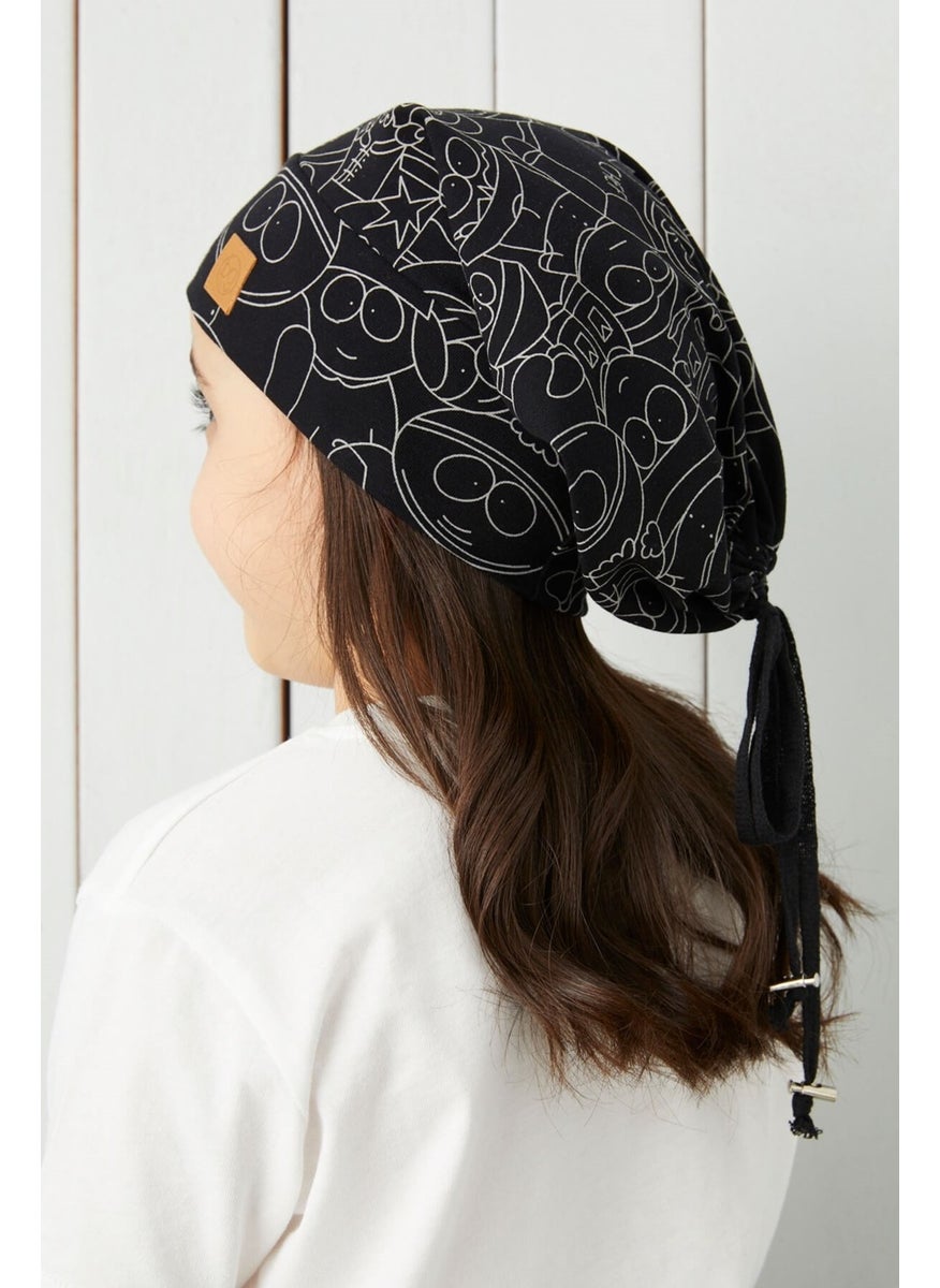 Babygiz Girl's Black Melange Yarn 4 Season Hat Beanie Buff Soft Combed Cotton  - Image 2