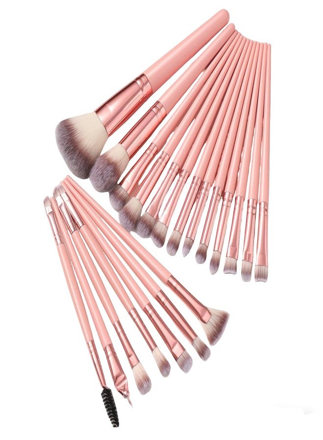 KOLIGHT Pack of 20pcs Cosmetic Eye Shadow Sponge Eyeliner Eyebrow Lip Nose Foundation Powder Makeup Brushes Sets (pink+rose gold) - Image 1