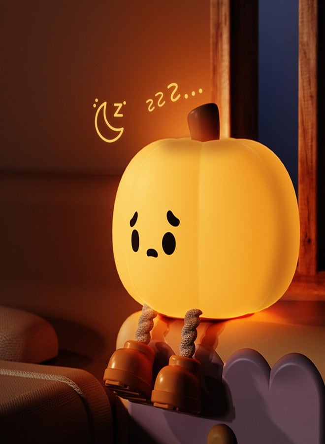 TriPro Silicone Rechargeable Night Light for Nursery Kids Room Decor, Baby Bedside Lamp (Halloween Pumpkin) - Image 1