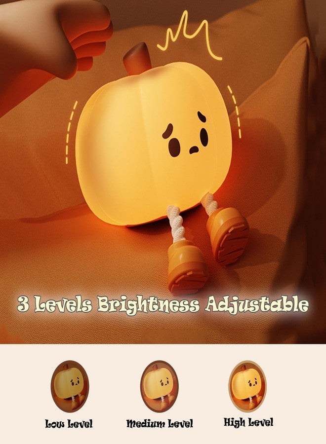 TriPro Silicone Rechargeable Night Light for Nursery Kids Room Decor, Baby Bedside Lamp (Halloween Pumpkin) - Image 3